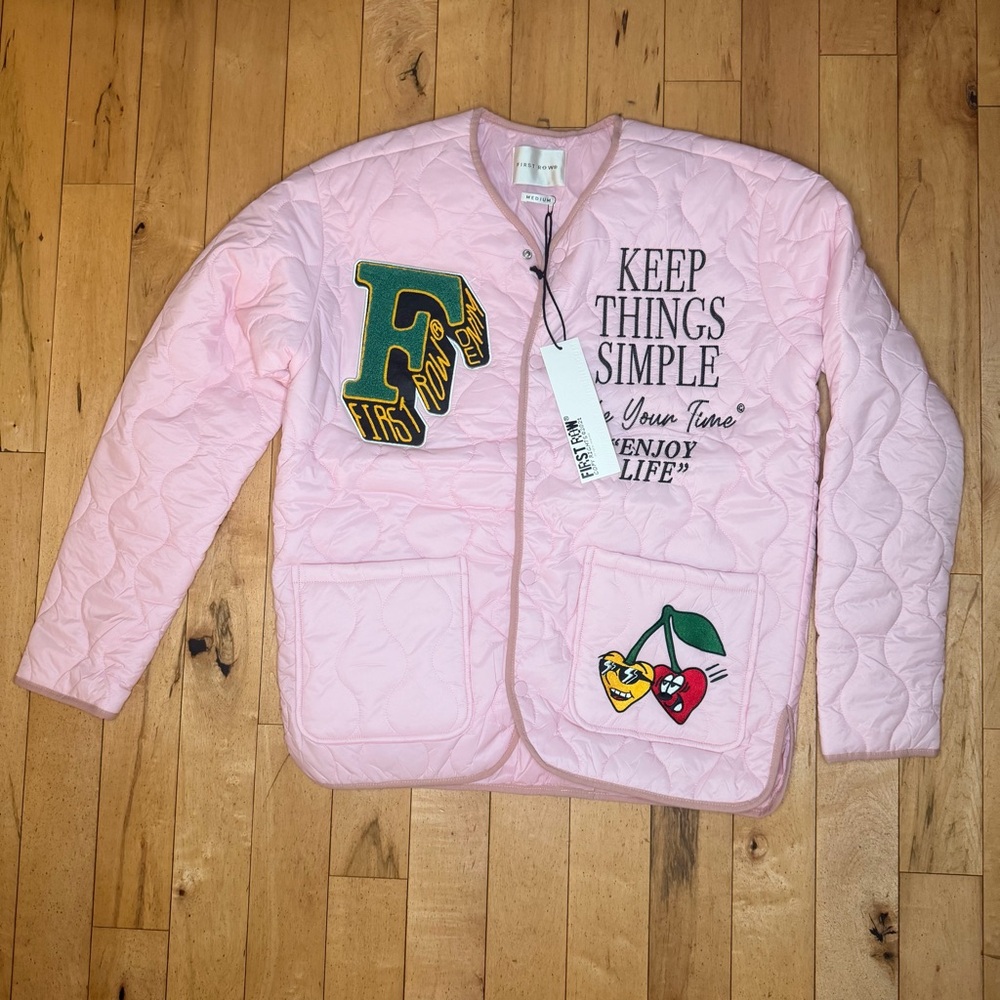 FIRST ROW DENIM KEEP THINGS SIMPLE QUILTED LINER JACKET Pink M